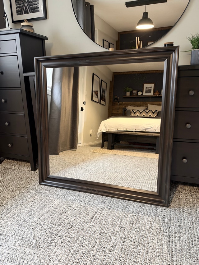 IKEA HEMNES Large Square Mirror Black-Brown Solid Wood