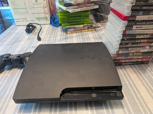 Sony PlayStation 3 Slim 320GB Console - Charcoal Black +18 Games