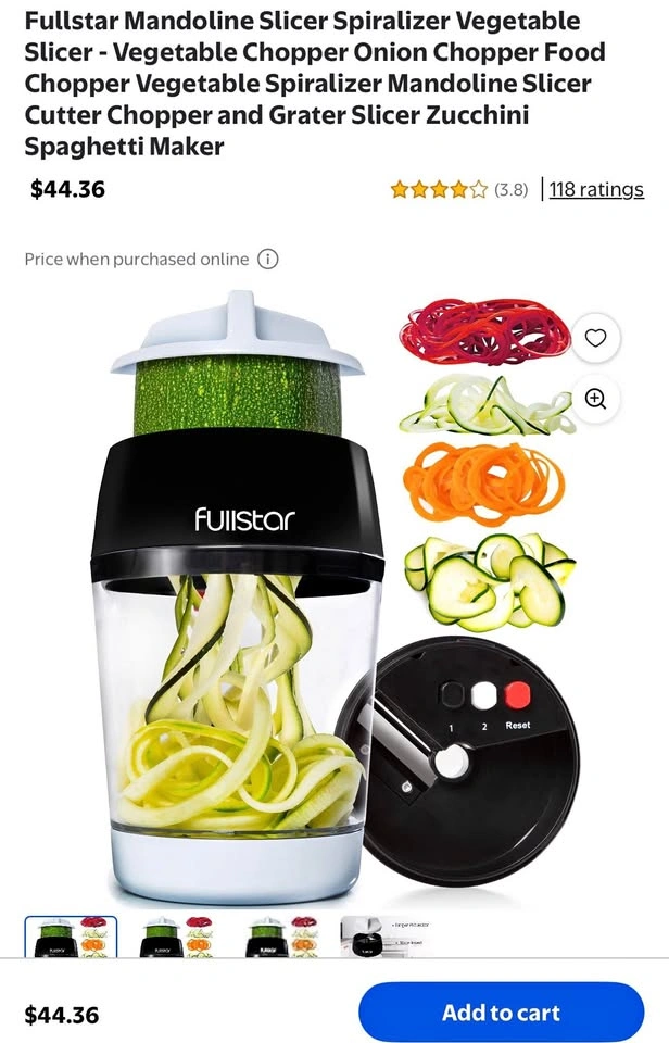 Fullstar Vegetable Spiralizer and Slicer (3 for $10)