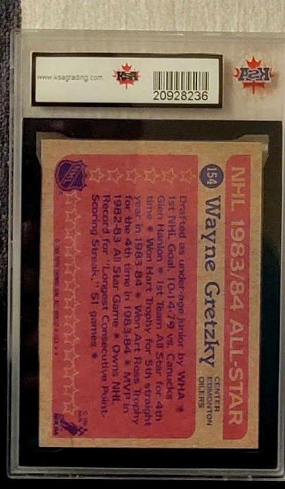 1984-85 Topps #154 Wayne Gretzky All-Star Hockey Card (KSA 7.5) - photo 2