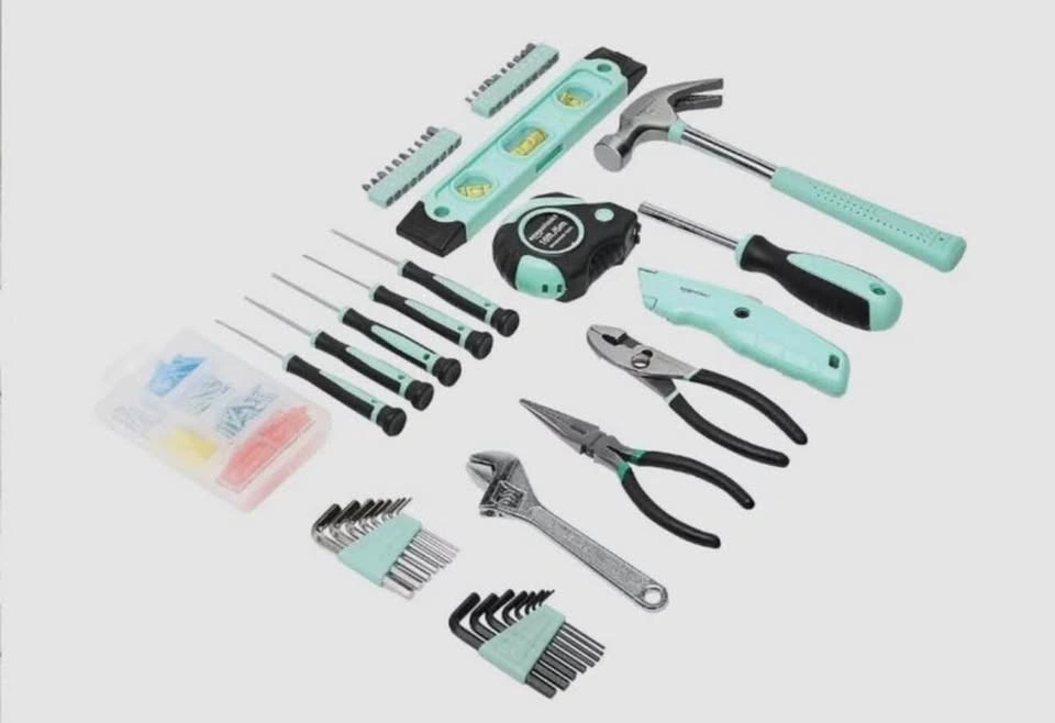 Amazon Basics Household Tool Set - 150-Piece, Turquoise - photo 3