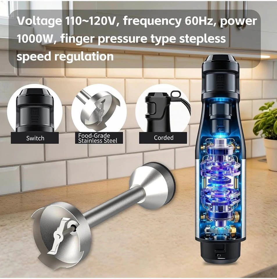 4-in-1 Hand Blender, 1000W Stainless Steel - photo 3