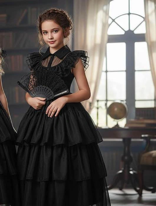 Girls Black dress/ Wednesday Adam’s size 4t - photo 2