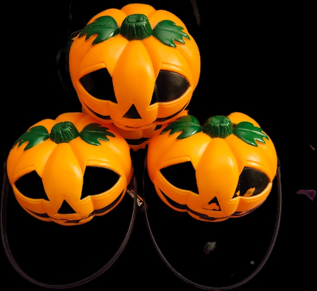 Three Light-Up Plastic Pumpkin Decorations - photo 2