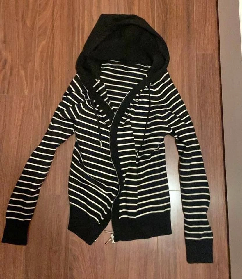 black and white striped sweater/hoodie