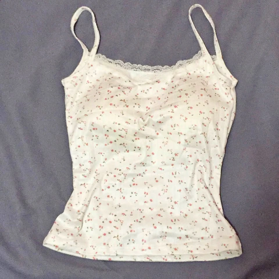 Floral print tank top with built in bra