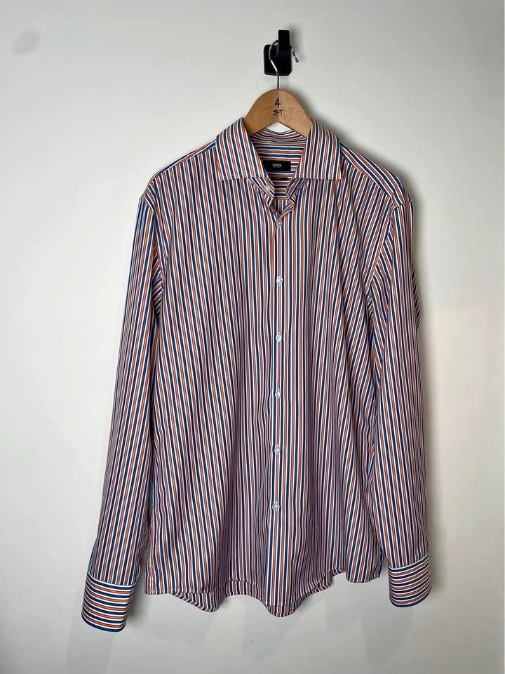 BOSS Hugo Boss Slim Fit Multi-Striped Long Sleeve Dress Shirt