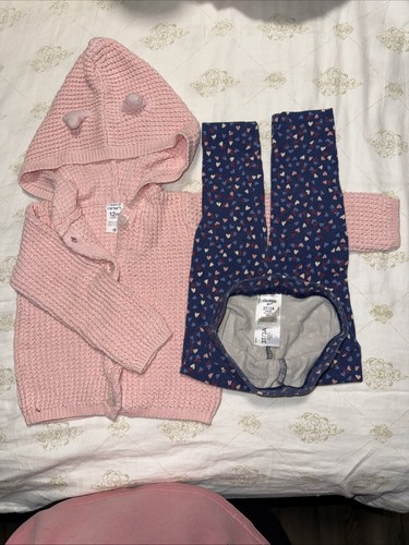 Carter’s Baby Girl 12 Mo Crochet Light Pink Hooded Cardigan - photo 4