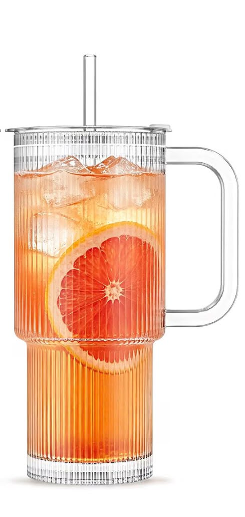 Ribbed Glass Tumbler with Handle