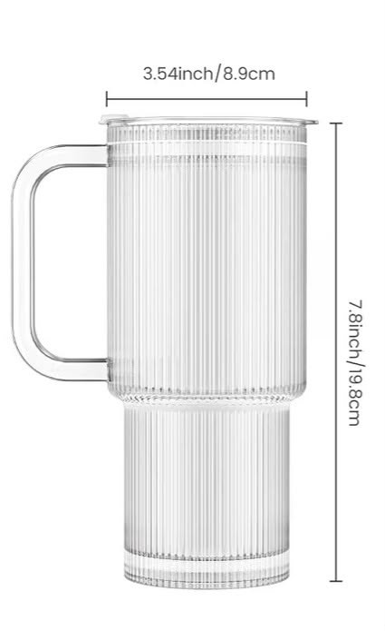 Ribbed Glass Tumbler with Handle - photo 3