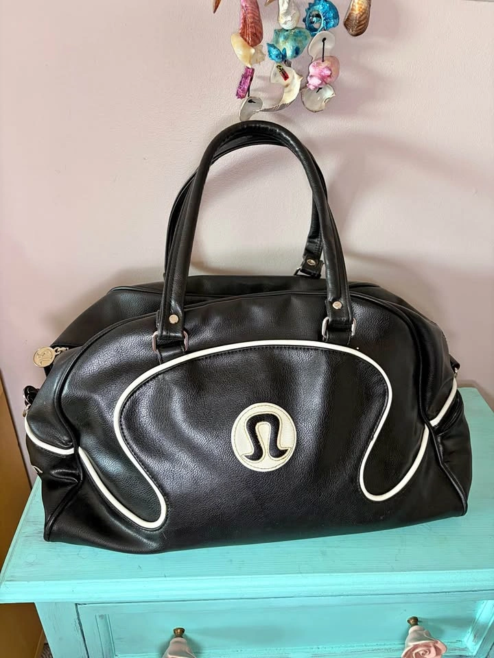 Vintage Lululemon Black Leather Gym Bag