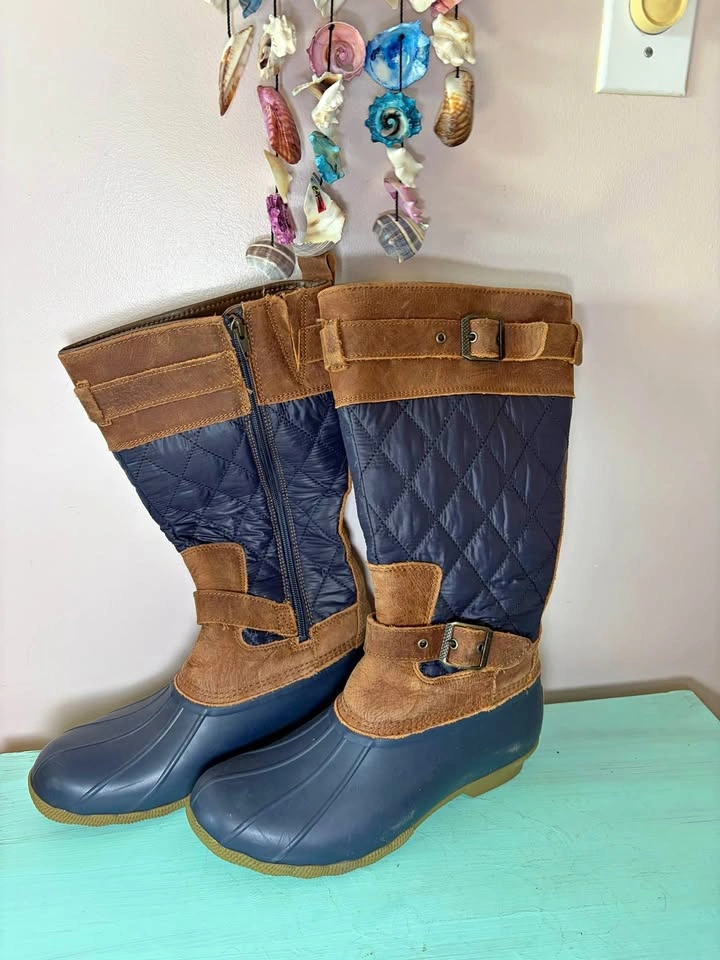Sperry Saltwater Tall Nylon Duck Boots Size 9 Womans