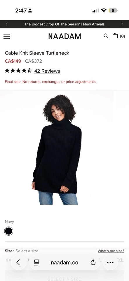 NAADAM Cable Knit Black Turtleneck Wool & Cashmere Sweater