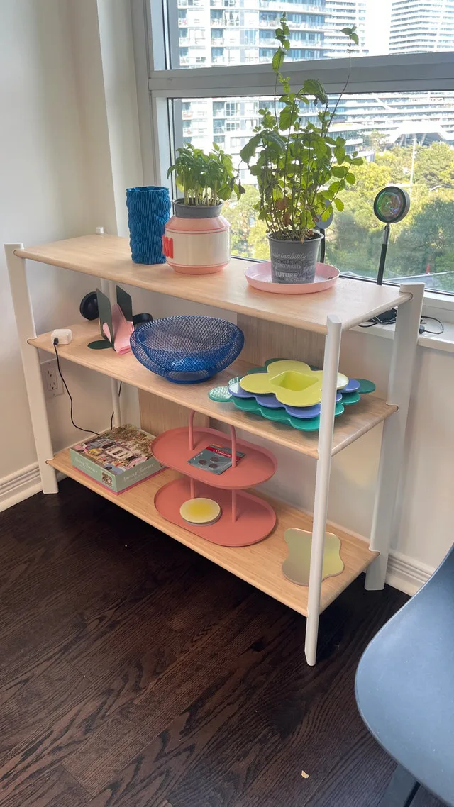 JÄTTESTA Shelf unit, white/light bamboo image indicator(2)