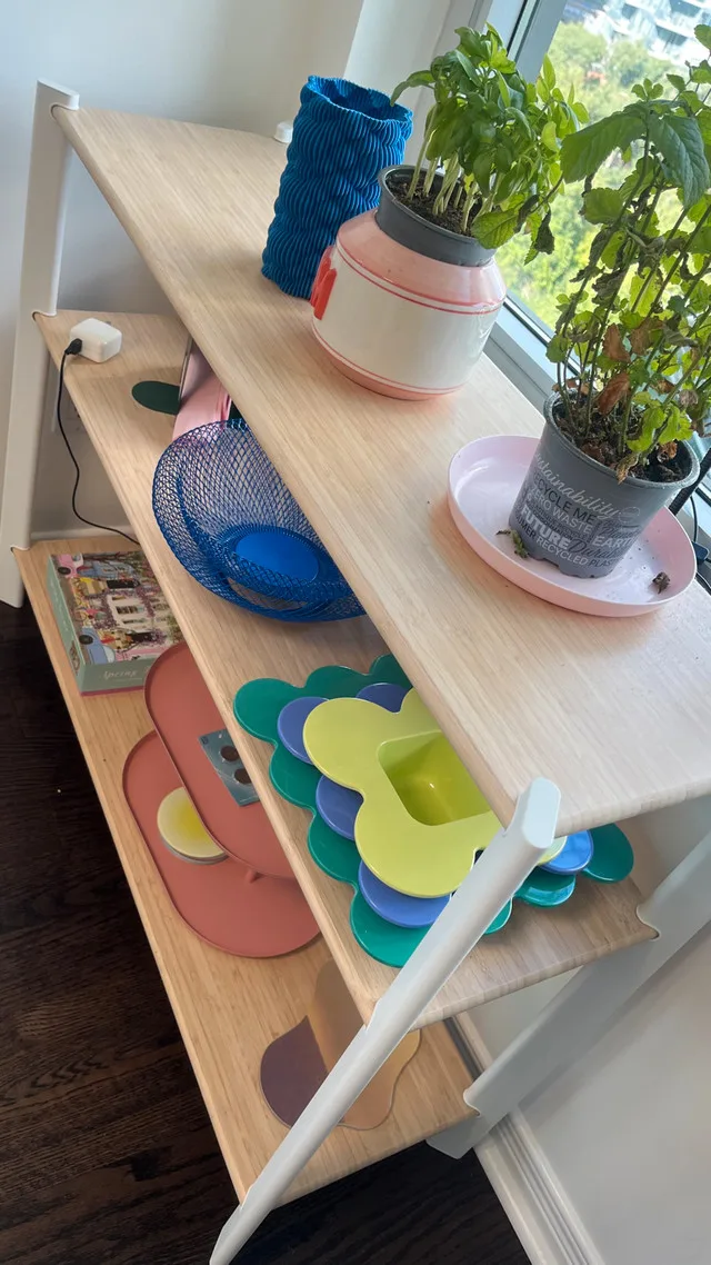 JÄTTESTA Shelf unit, white/light bamboo image indicator(3)