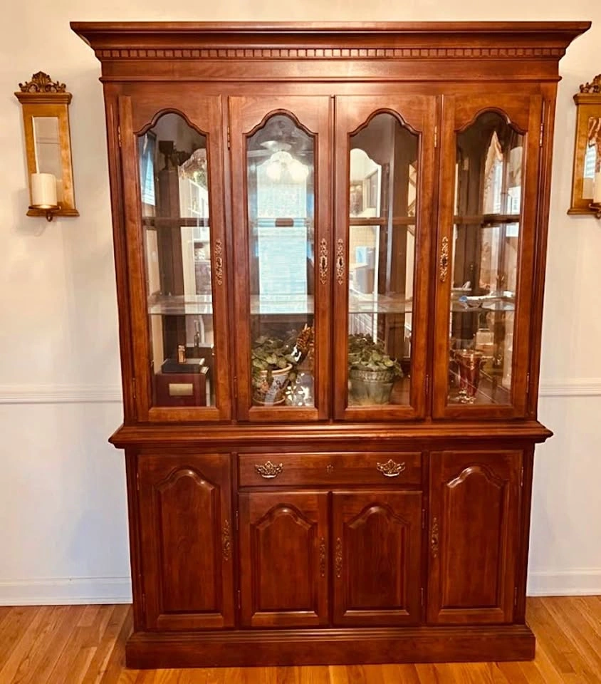 Solid Cherry Glass Storage Cabinet / Display Hutch