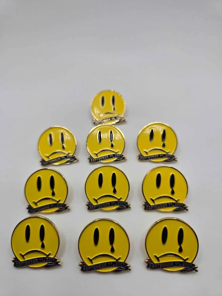 Fan Made Walmart Employee 9/11 Smiley Face Teardrop Pin - photo 2