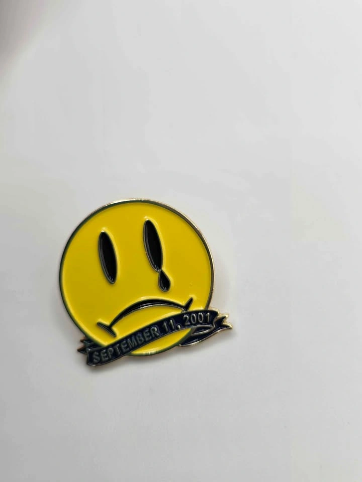Fan Made Walmart Employee 9/11 Smiley Face Teardrop Pin - photo 3