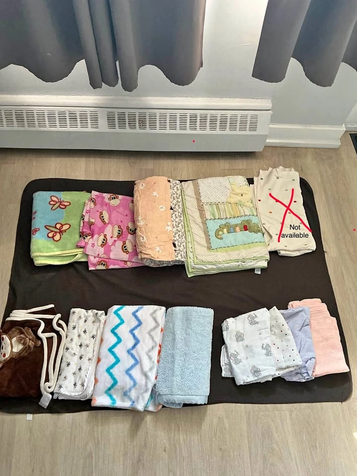Baby Bedding & Blanket Lot - Quilt, Swaddles, Fleece & Towels