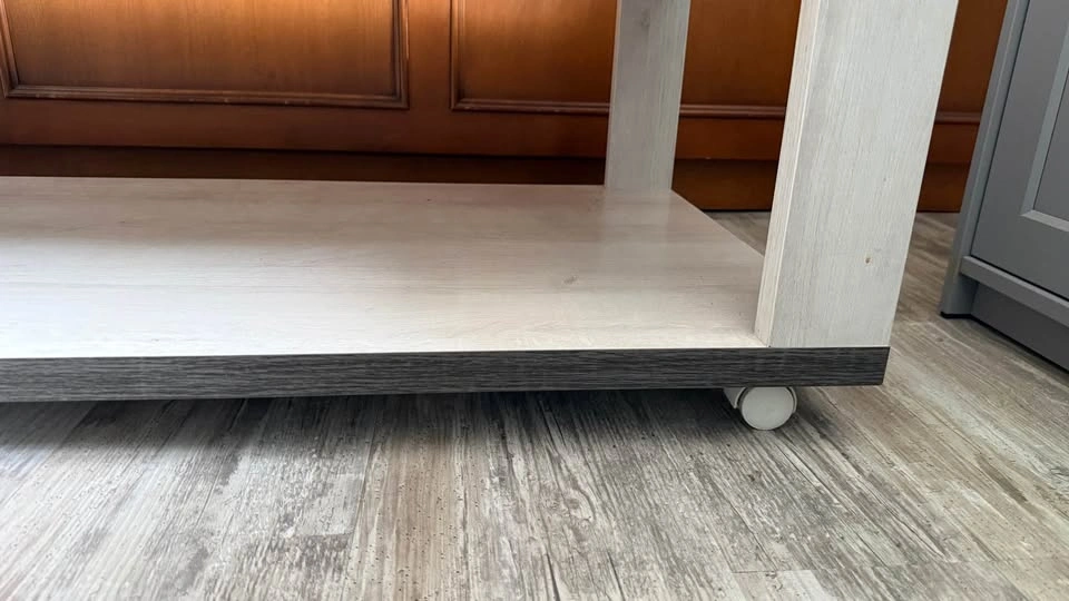 Modern Light Wood Grain Coffee Table with Wheels - photo 3