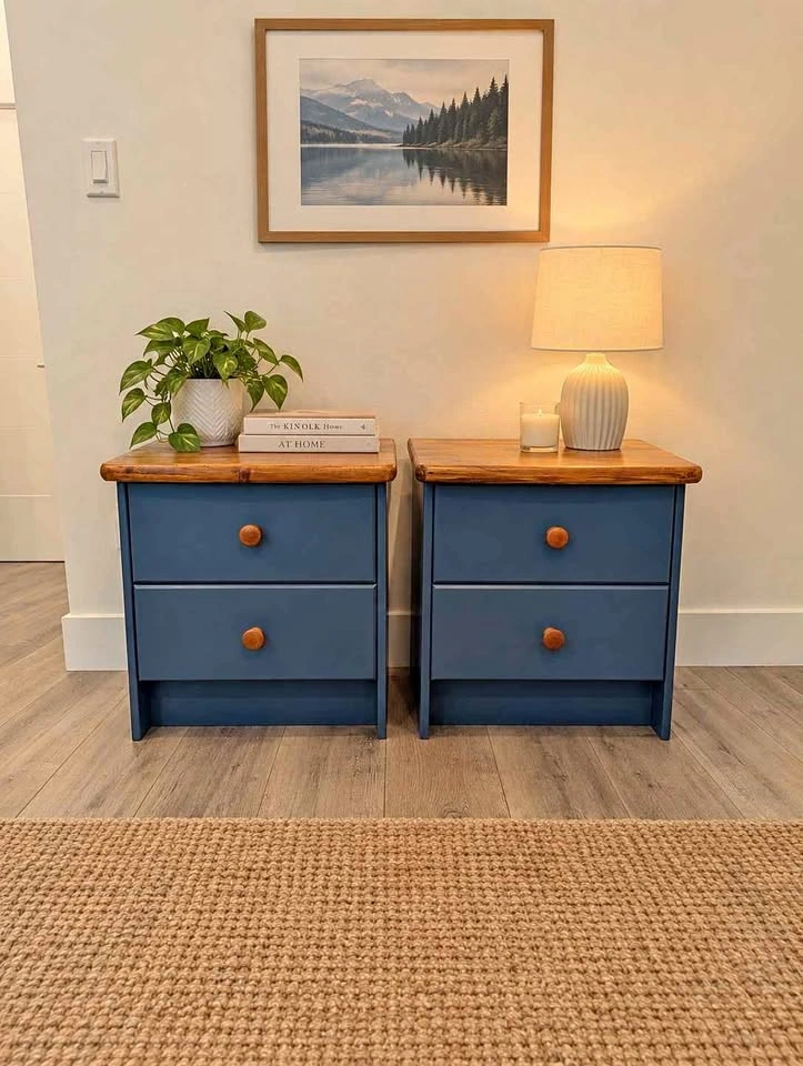 Refurbished Pine Wood Side Tables