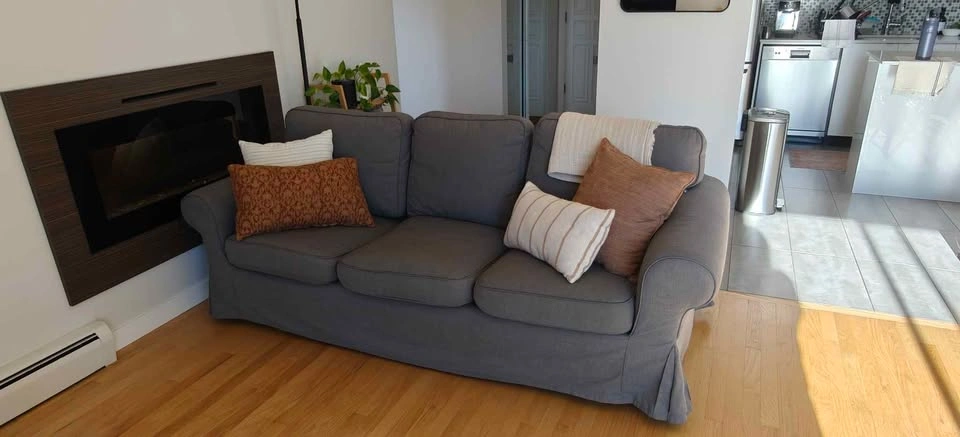 Charcoal Grey Couch Sofa 3 Seats - photo 3