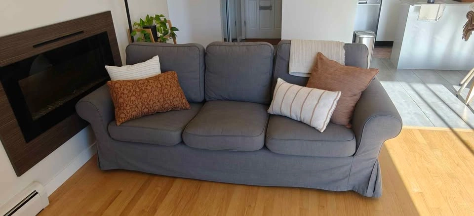Charcoal Grey Couch Sofa 3 Seats - photo 4