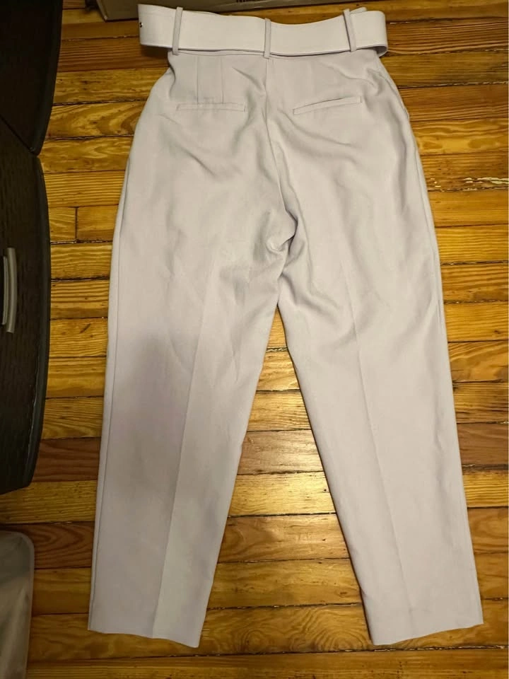 Zara High-Waisted Belted Trousers - Lilac, Size M - photo 2