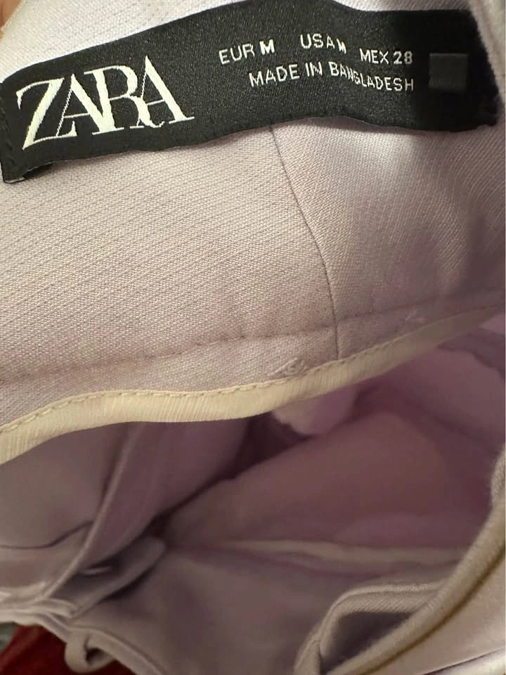 Zara High-Waisted Belted Trousers - Lilac, Size M - photo 3