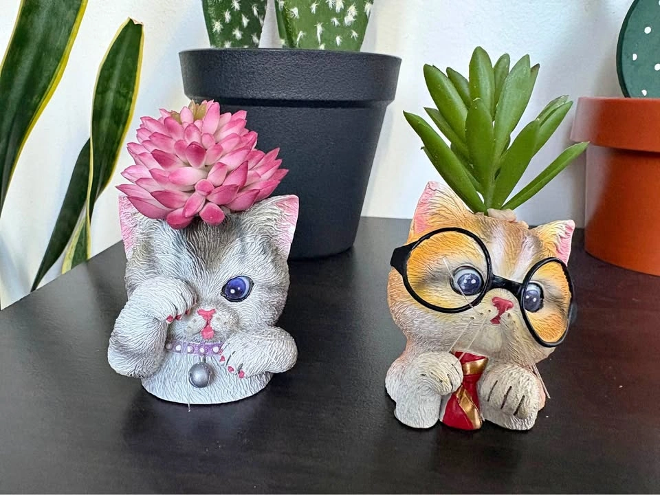 Bradford Exchange Purr-fect Planters: Gus & Bella