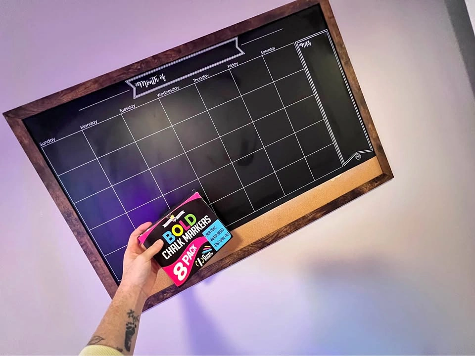 Loddie Doddie Magnetic Chalkboard Calendar with Cork Board