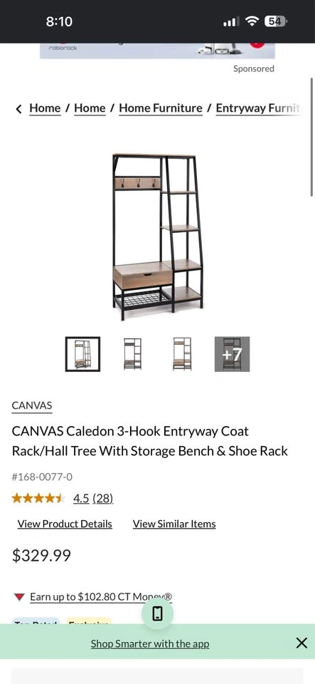 CANVAS Caledon 3-Hook Entryway Coat Rack/Hall Tree - photo 4
