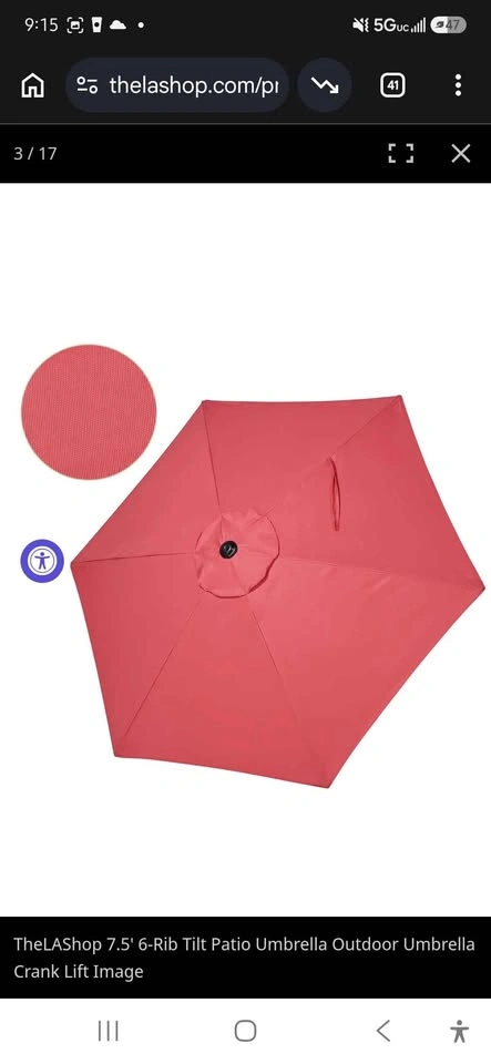 Patio Umbrella 7.5' Tilt Outdoor Umbrella Crank Lift 6-Rib - photo 3