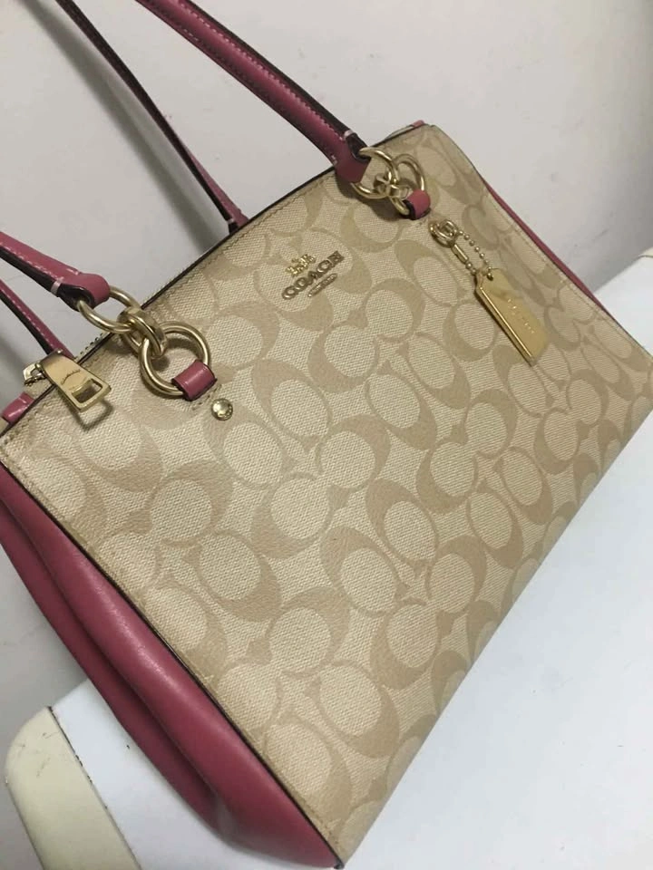 Coach Signature Kelsey Satchel in Khaki and Pink - photo 2