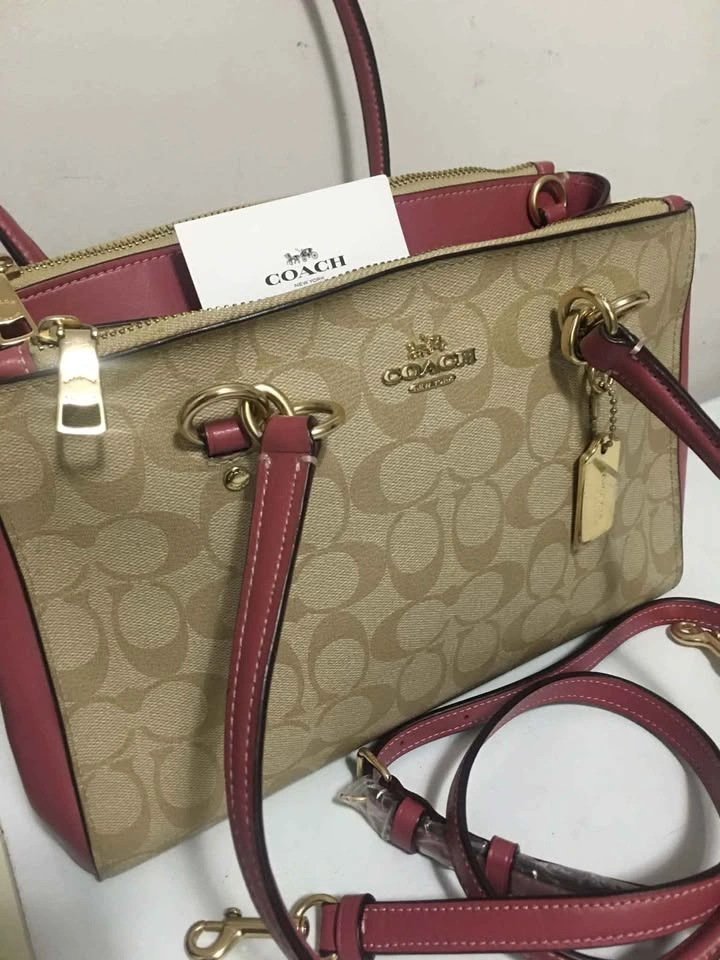 Coach Signature Kelsey Satchel in Khaki and Pink - photo 3
