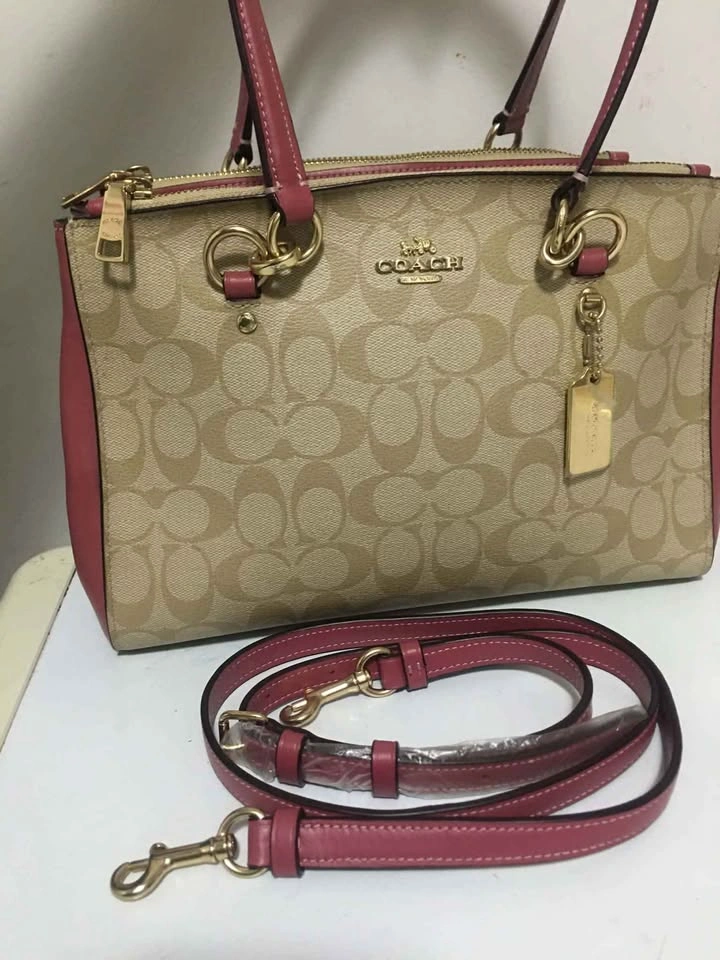 Coach Signature Kelsey Satchel in Khaki and Pink - photo 5