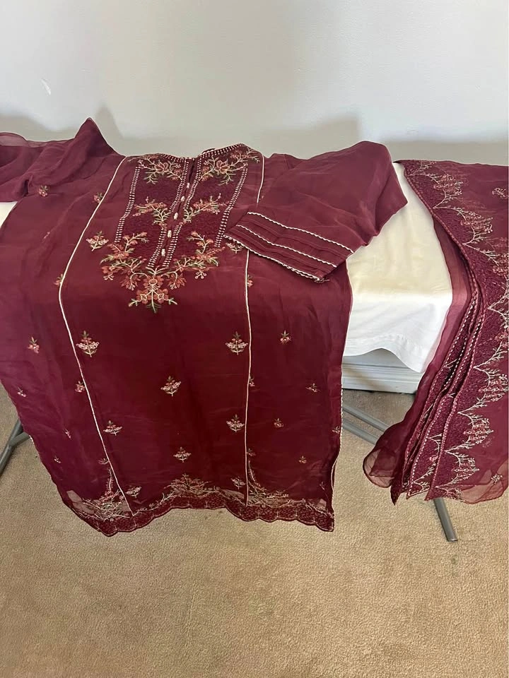 Maroon Embroidered Salwar Kameez Set