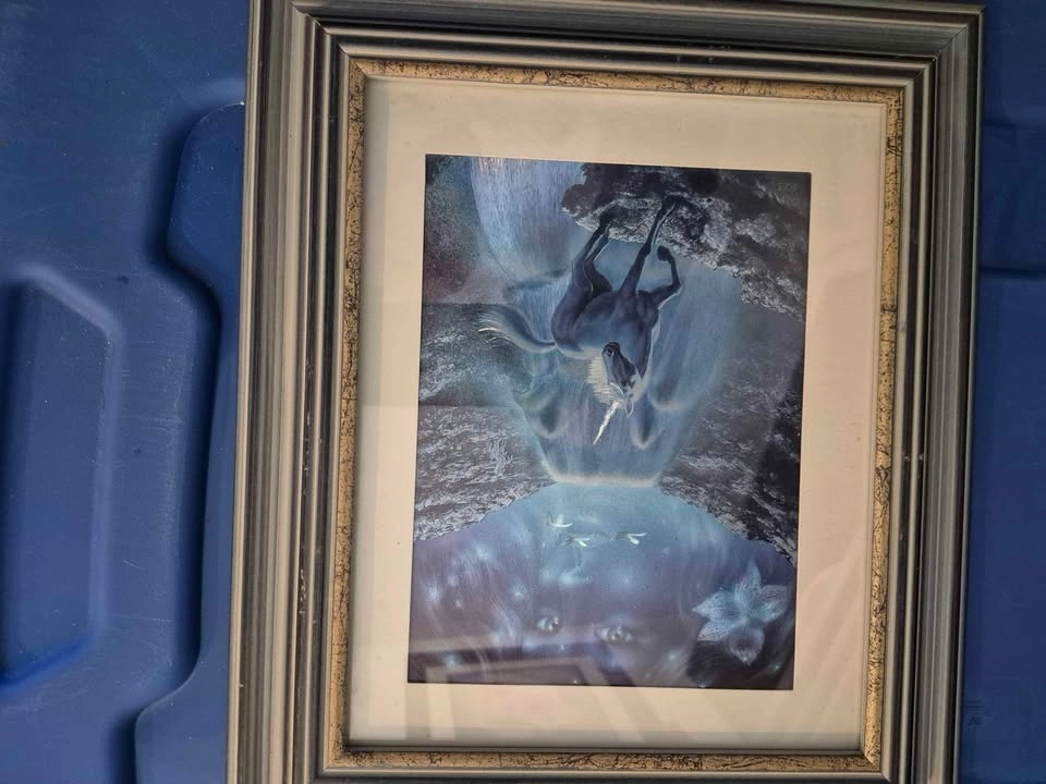 Framed Fantasy Unicorn Waterfall Art - photo 2