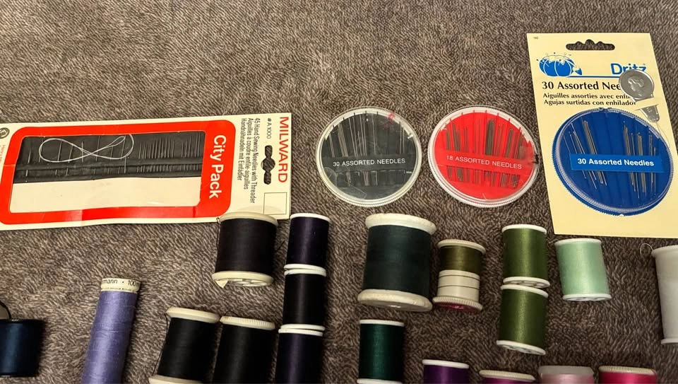Vintage & Modern Sewing Notions & Thread Lot – Mending/Craft Kit - photo 3