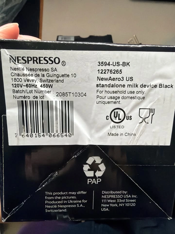 Nespresso Aeroccino 3 Milk Frother – Brand New in Box – Black - photo 4
