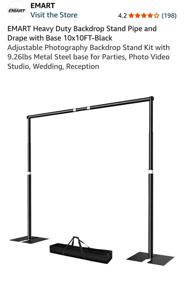 EMART Heavy Duty Backdrop Stand Pipe and Drape 10x10FT
