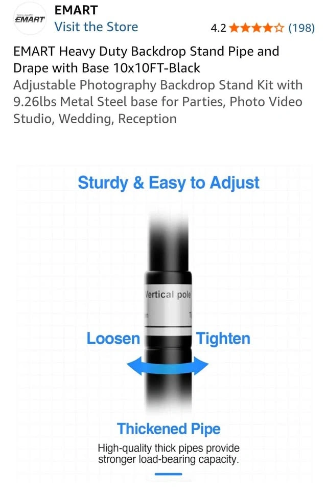 EMART Heavy Duty Backdrop Stand Pipe and Drape 10x10FT - photo 4