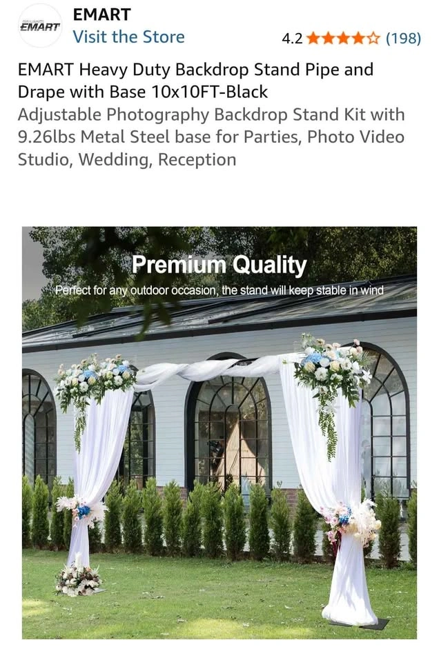 EMART Heavy Duty Backdrop Stand Pipe and Drape 10x10FT - photo 5