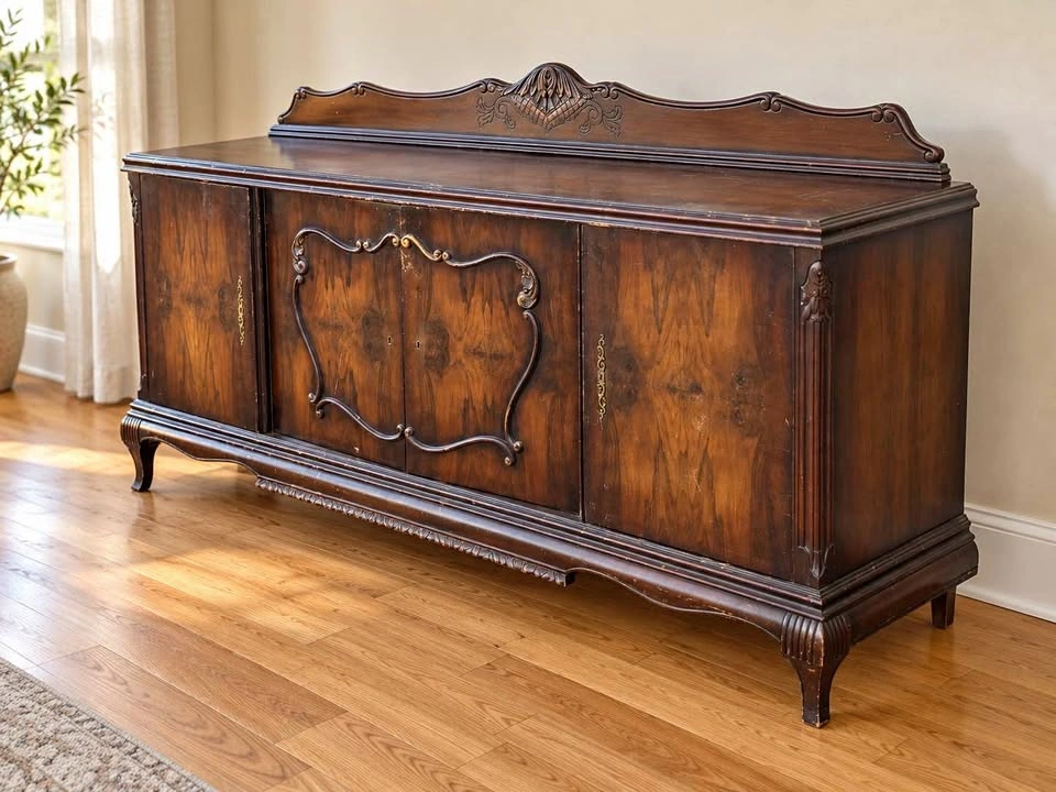 Vintage Buffet / Sideboard Beautiful Carved Details