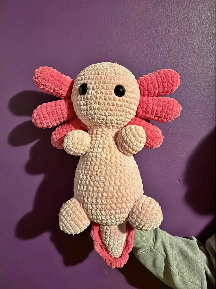 Handmade Pink Axolotl Crocheted Plushie