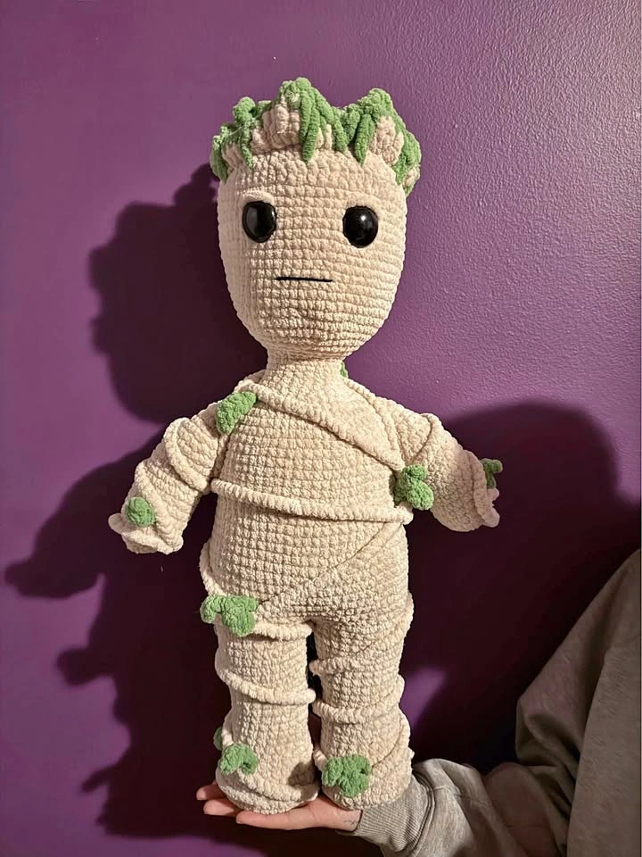 Hand Made Crocheted Groot Plushie