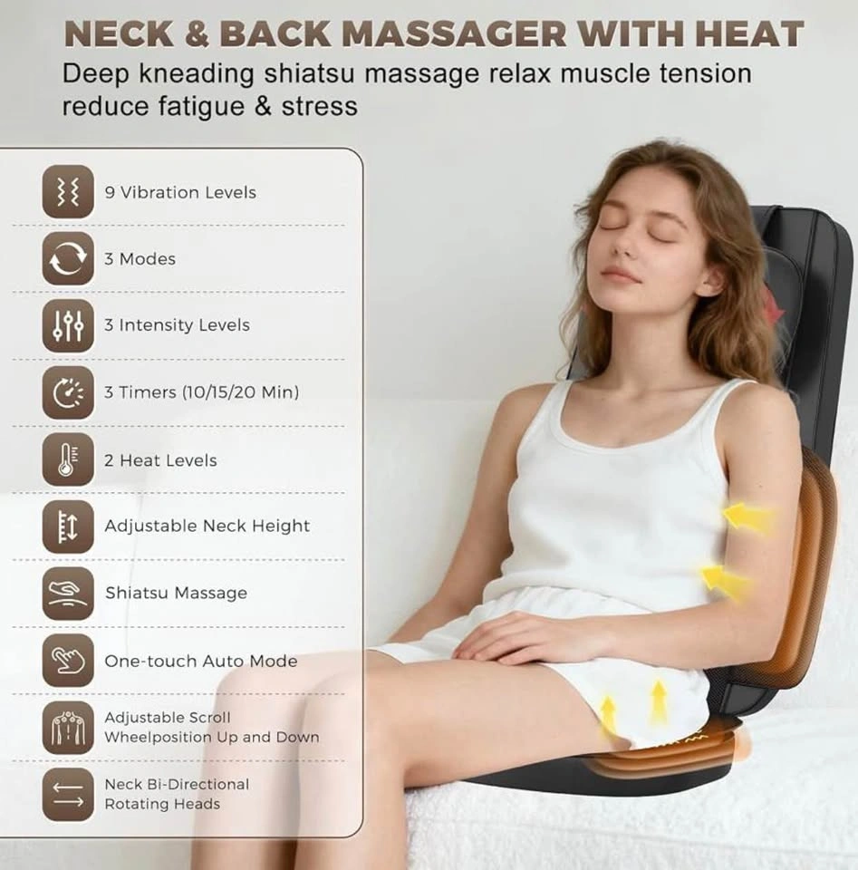 BELHOPE Shiatsu Neck & Back Massager with Heat - photo 4