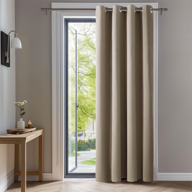 Grommet Blackout Curtains Set of 2 Panels Light Beige 42W x 63L