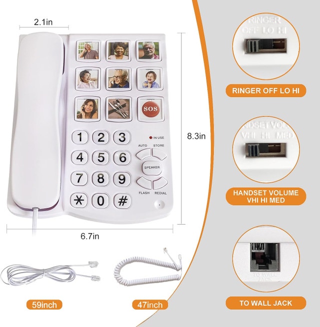 MYSTICWAVE Big Button Corded Landline Phone for Hearing Impaired - photo 2
