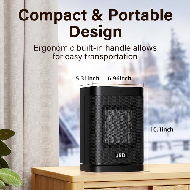 JRD PTC Space Heater with 80°Oscillation, Thermostat, Remote - photo 2